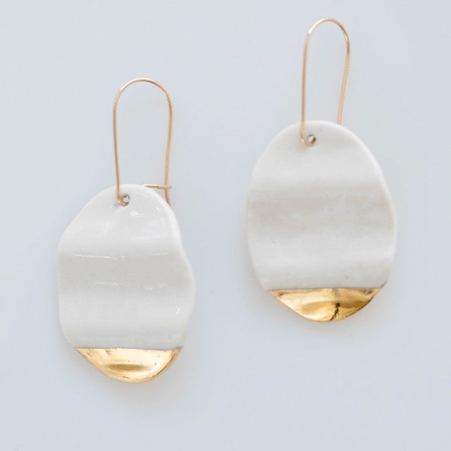 ivory and gold dipped dangle earrings