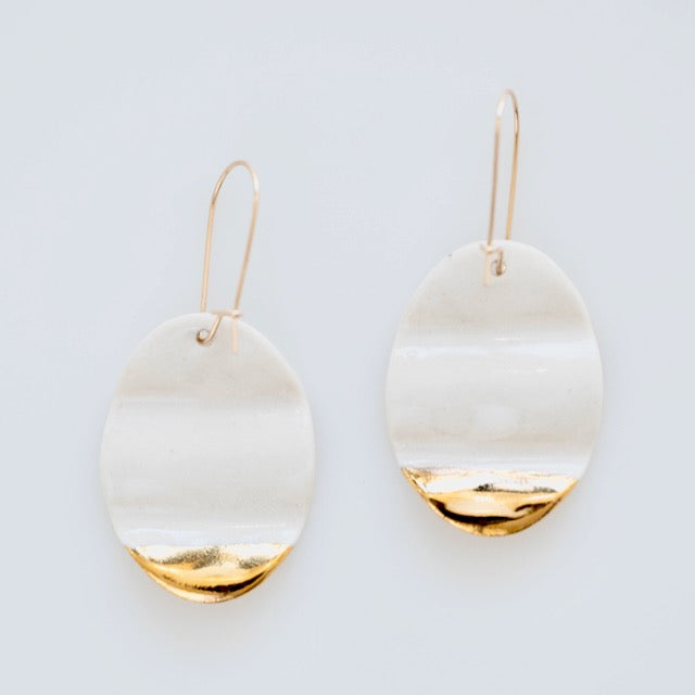 ivory and gold dipped dangle earring back view