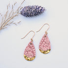 Rose lace textured porcelain earrings with gold luster by Hudson Ceramics
