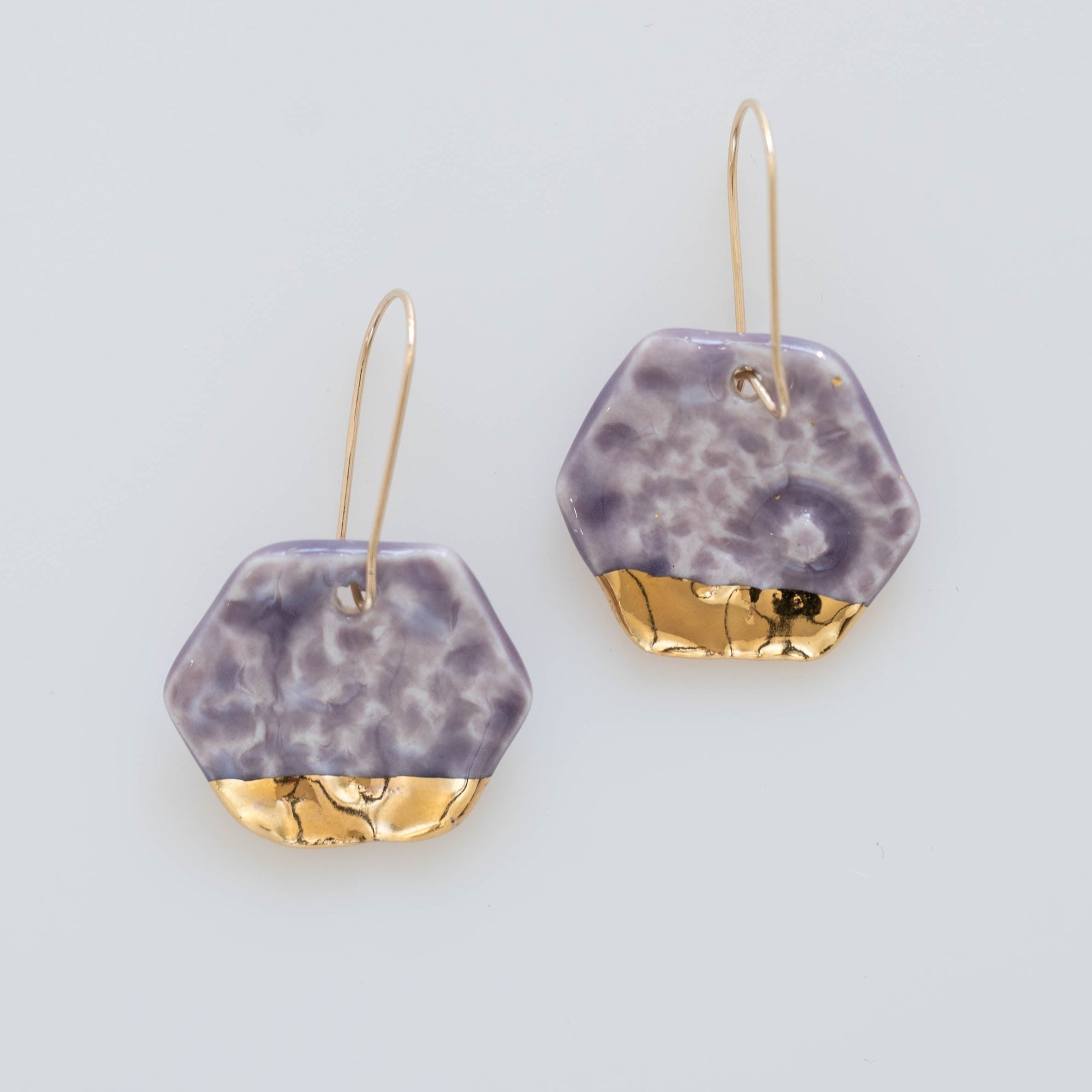 Lavender dangle earring with gold accent