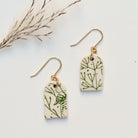 Handmade botanical porcelain earrings Meadow porcelain earrings with botanical print and gold-filled ear wires by Hudson Ceramics